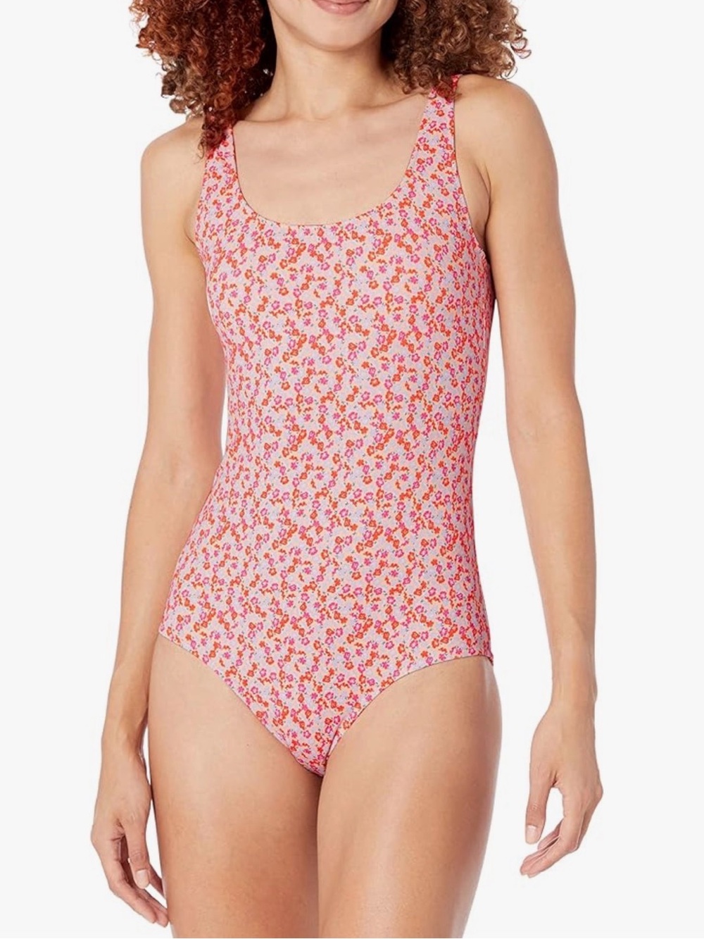 Amazon Essentials Floral One Piece Swimsuit Medium Pink Purple NWT Removable Pad